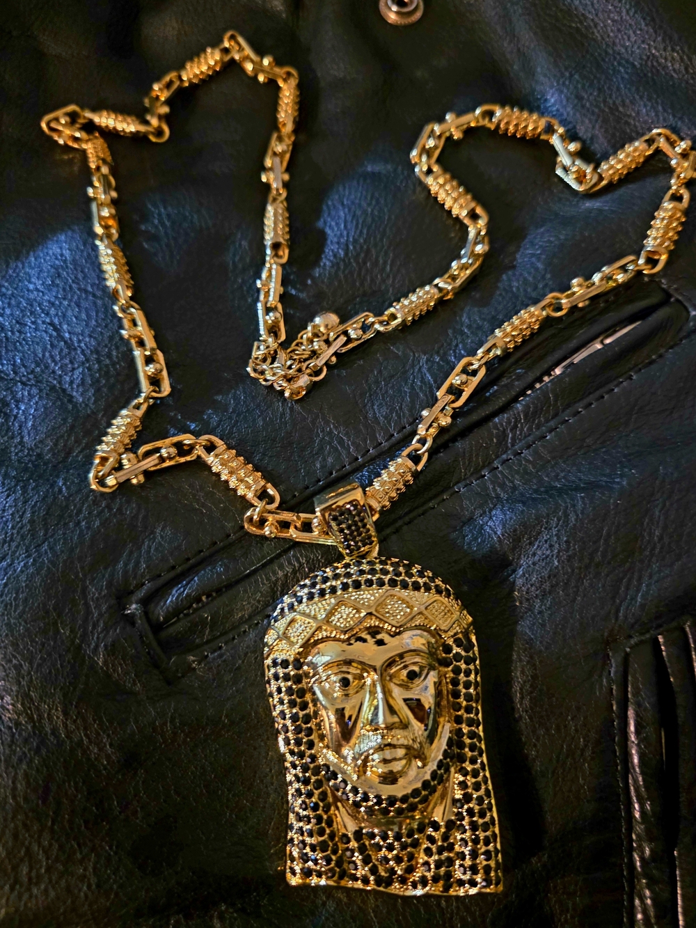 Gold-tone Men’s Pendant Necklace - Black Accent